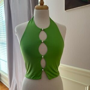 Princess Polly Green Cut Out Backless Tank Top